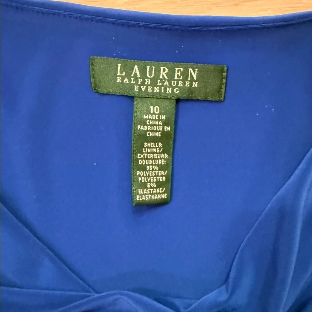 Ralph Lauren Royal Blue Ruched Sleeveless Long Gown Size 10 - Picture 3 of 7